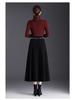 Winter 2025 High-Waisted A-Line Wool Skirt with Thick Hem - Mid-Length Slimming Casual Design