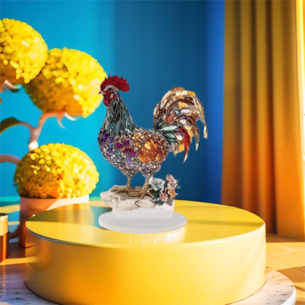 Creative Rooster Ornament 2D Flat Miniatures Figurine Sculpture Animal Statue Ornament  Living Room