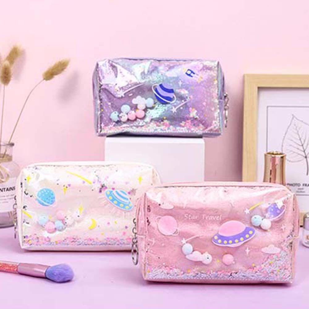 

Мешочек для ручек, пенал, школьная шкатулка, косметичка, пенал со звездами, лазерный кожаный пенал с блестками