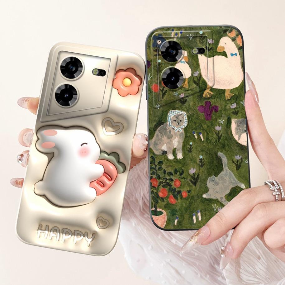 For Tecno Pova 5 Case Cute Cartoon Dinosaur Liquid Silicone Soft TPU Protective Back Cover For Tecno Pova 5 Pro Pova5 Case Funda