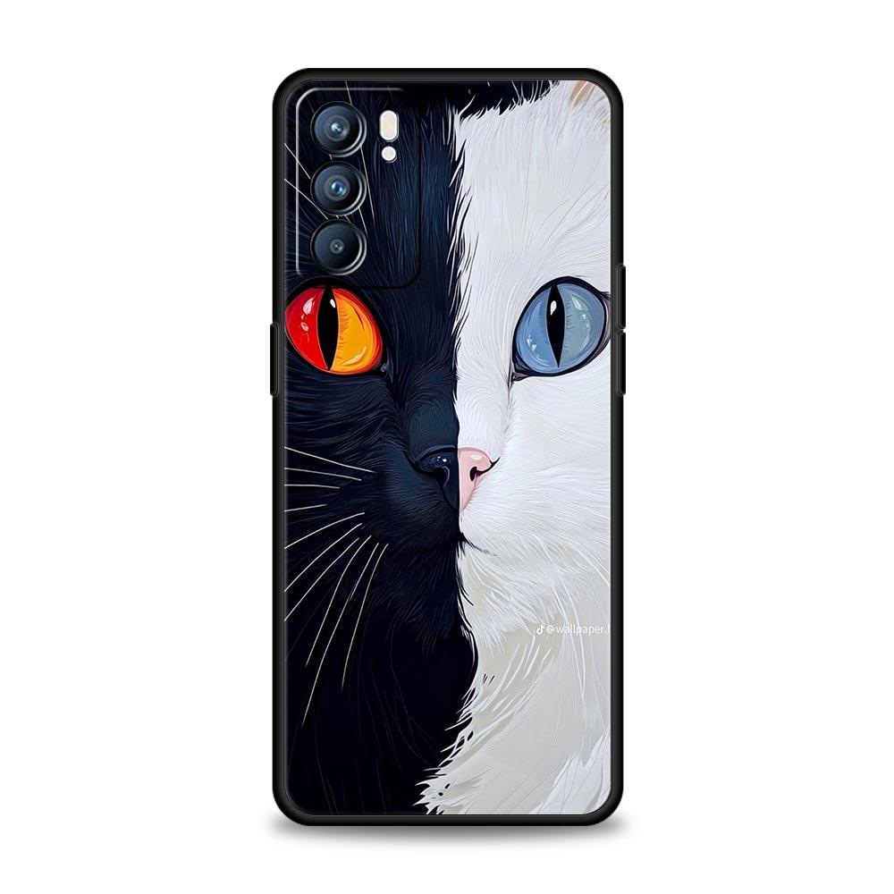Cute Cat Phone Case For Oppo Reno 13 12 11 10 7 F Find X5 X6 A98 A80 A79 A78 A57 A54 A31 A17 Pro 5G Soft TPU Cover Fundas Capas