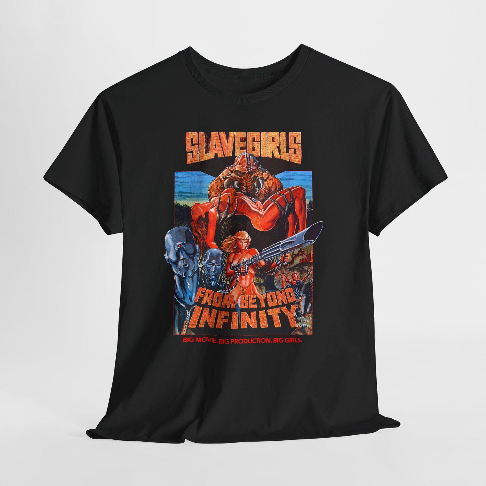 Sci-Fi Slave Girls from Beyond Infinity Unisex Heavy Cotton Tee - Space Fantasy Shirt, Retro Alien Graphic Top, Vintage Sci-Fi T-Shirt, S