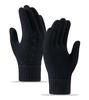 Winter Warm Knitted Gloves Fleece Lined Thick Touchscreen Cycling Flat Knit Gloves Solid Color Premium Black