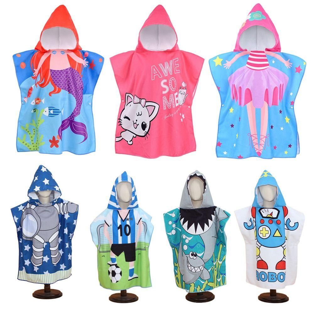 With Hooded Kids Bathrobe Washcloth Poncho New Beach Towel  Kids