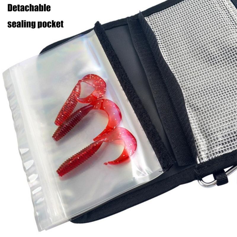 Waterproof Fishing Baits Bag Fishing Leader Tackle Wallet Bag with Carabiner Baits Wallet Case Fishing Lures Carry Bag