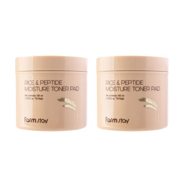 FarmStay Rice & Peptide Moisture Toner Pad (140ml / 4.73 Fl.oz., 70 Pads)  (3 Options)