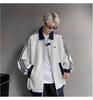 Men's Trendy American Patchwork Hoodie: Autumn College Style Striped Baseball Jacket