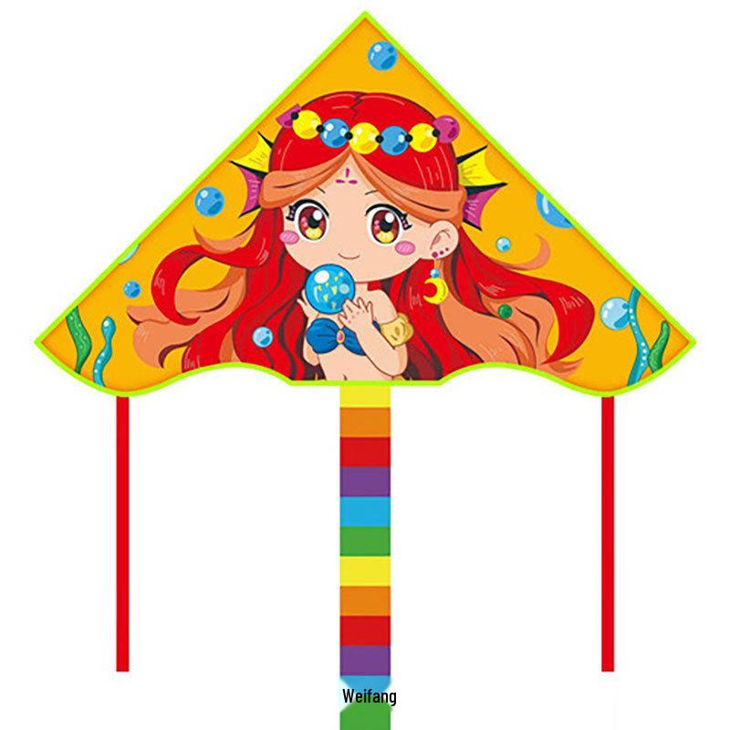 1m Cartoon Curved Edge Triangle Kite for Kids - Outdoor Flying Model