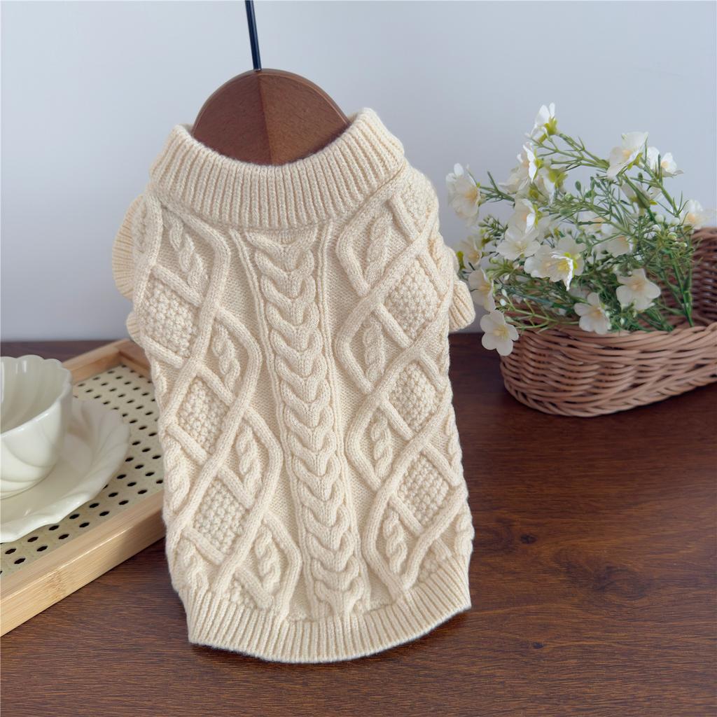 Pet Autumn and Winter Diamond Fried Dough Twists Sweater Knitting Gentle Dog Sleeveless Sweater Puppy Clothes for Small Dogs
