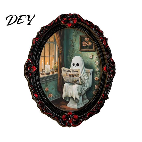 Halloween Collectible Magnets Dark Style Refrigerator Magnet, Retro Gothic Oval Photo Party Supplies Frame Decorative Magnetic Sticker for Metal
