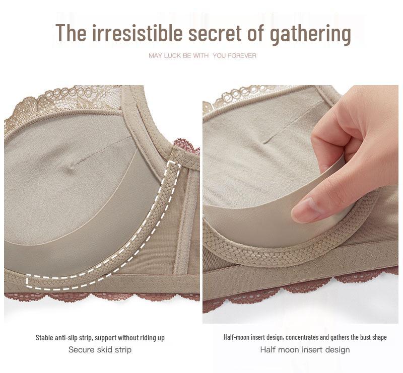 Damen Push-Up Spitzen-BH Set: Ohne Bügel, Verdickte Unterstützung, Verstellbare Seiten, Verbessert kleine Brust.