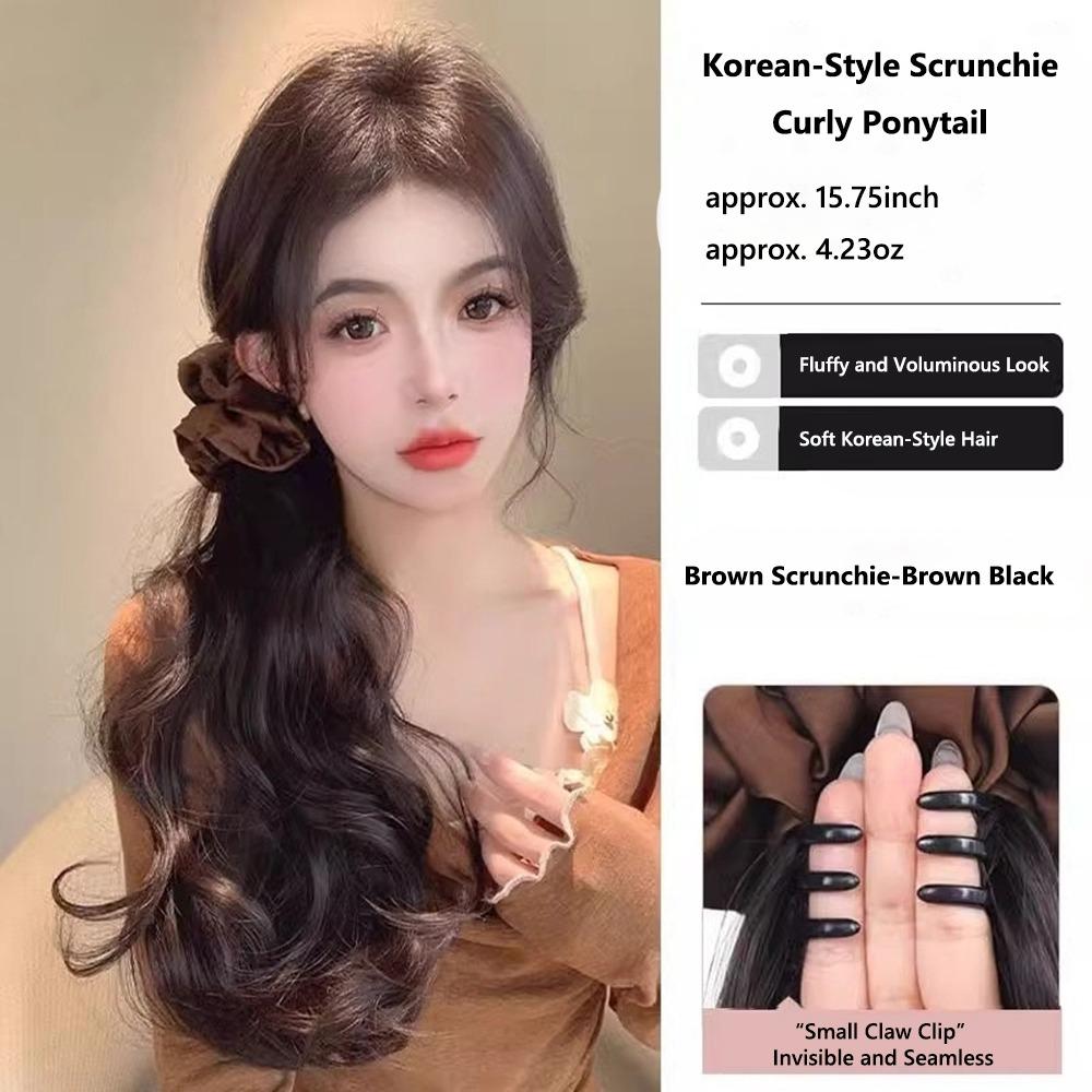 Korean Style Braided Wig Hair Claw Clip Curly Elastic Hair Tie Trendy Hair Scrunchie  for Women
