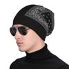 Colorful Paisley Black Bandanna Border Scarf White Beanie Hat Warm Bonnet Cap Unisex Knit Hats Headwear Skullies Beanies