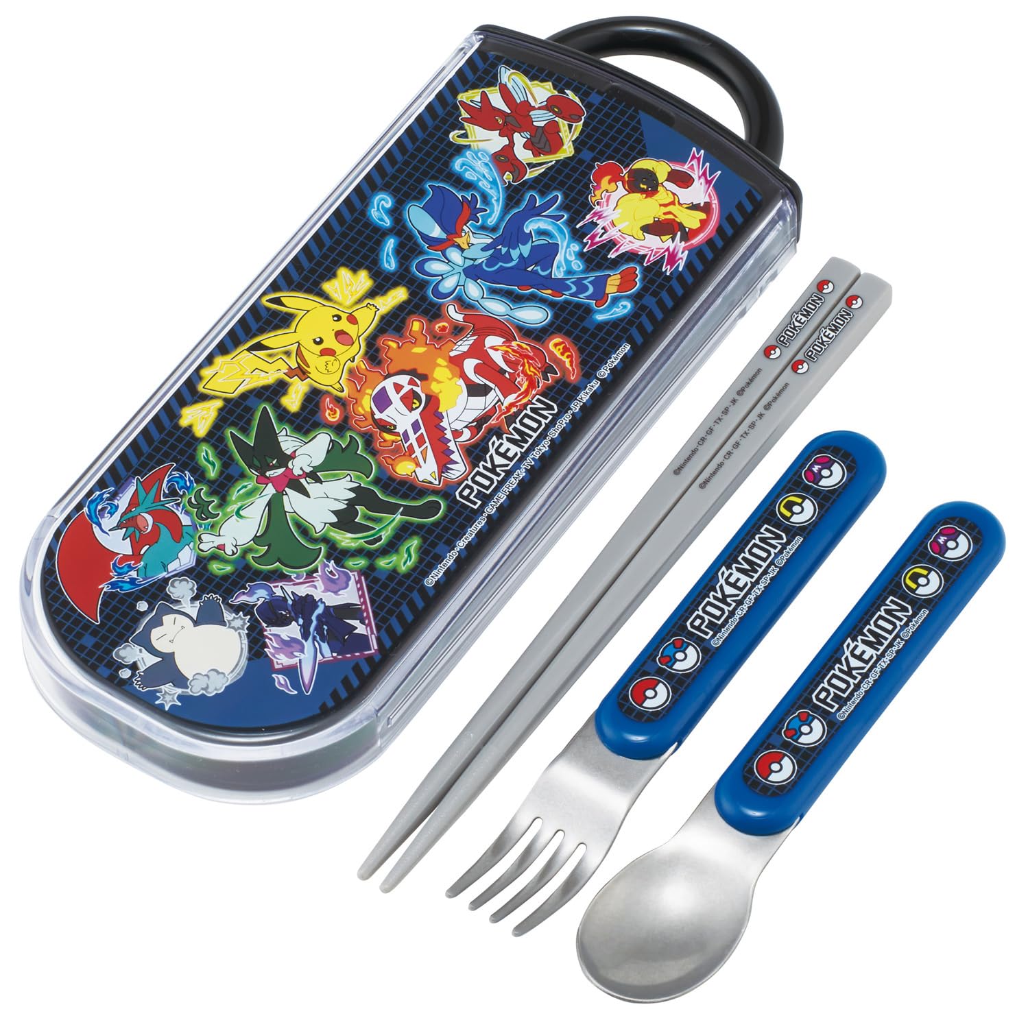 

Skater Bento Trio and Antibacterial Made in Pokemon Size TACC2AG69626 Kids Set, Chopsticks, Spoon, Fork, Cutlery, Easy-Open Slide-Open Design, Japan,