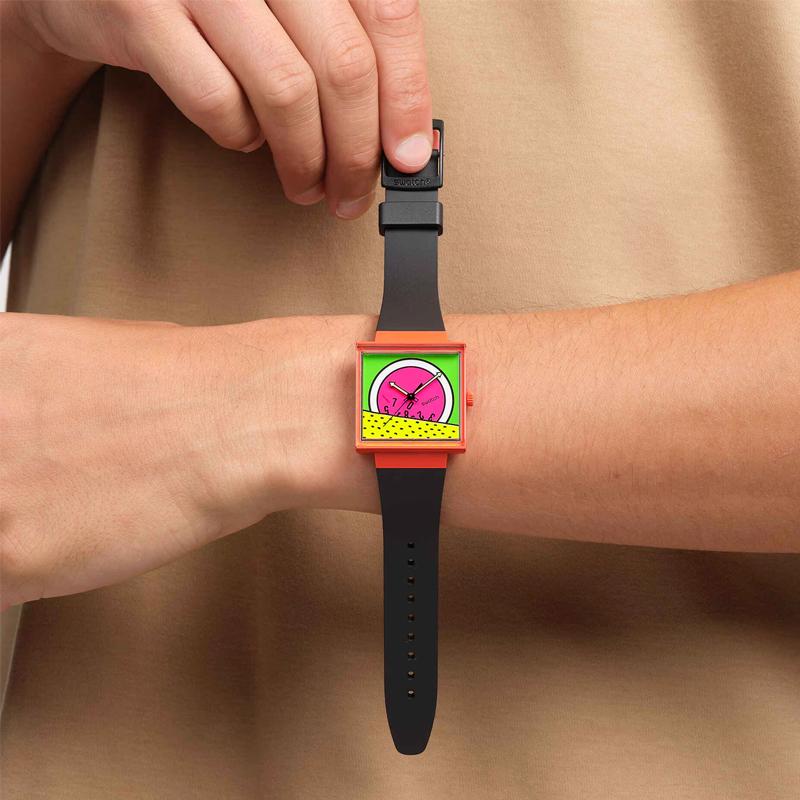 Swatch Quarzwerk 20 Meter Wasserdicht Unisex Schweizer Uhr 41,8*33,25mm Grünes Zifferblatt Biokeramikgehäuse Biosource Materialarmband SO34Z101