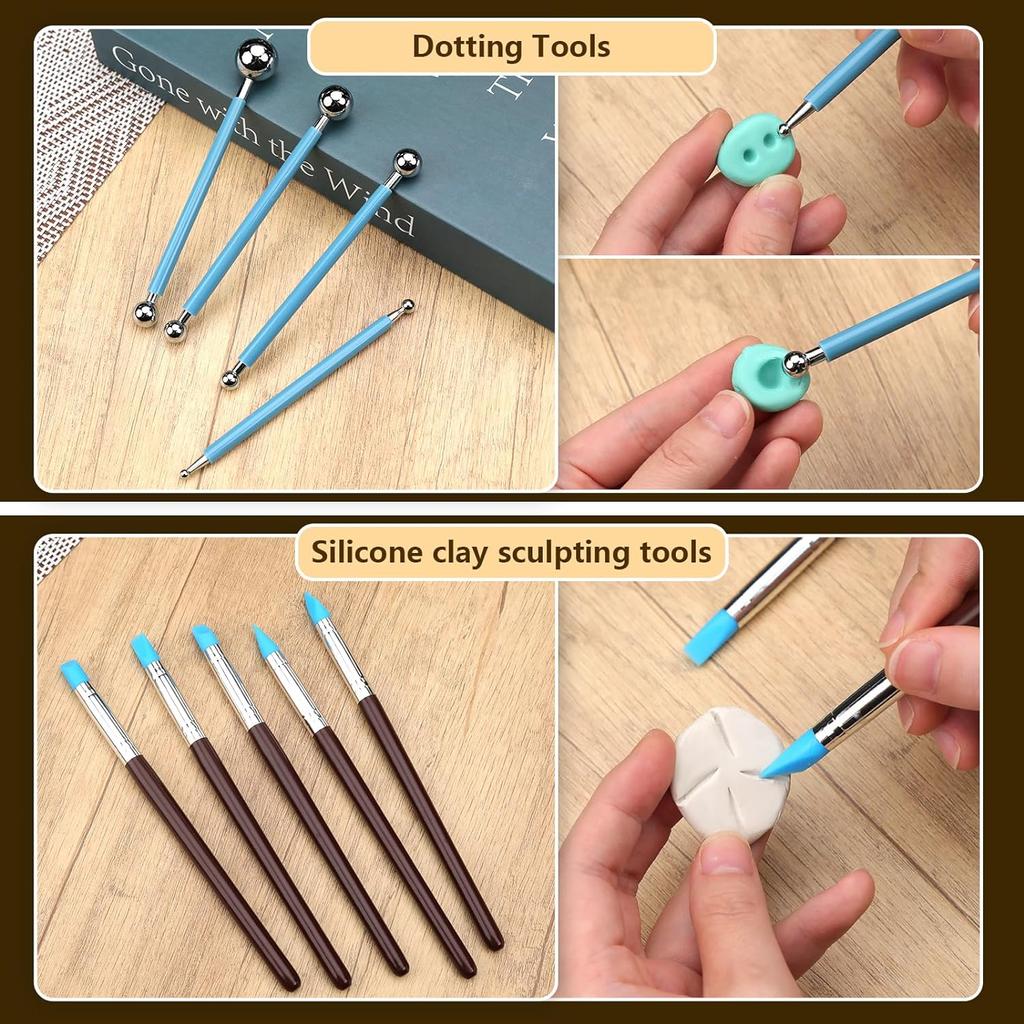 61-piece Ceramic Tool Set Pottery Clay Carving Silicone Texture Pen Diy Handmade Doll Tools
