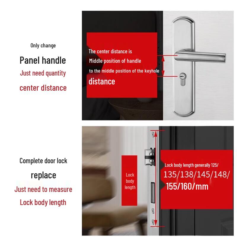 Adjustable Panel Stainless Steel Interior Door Lock