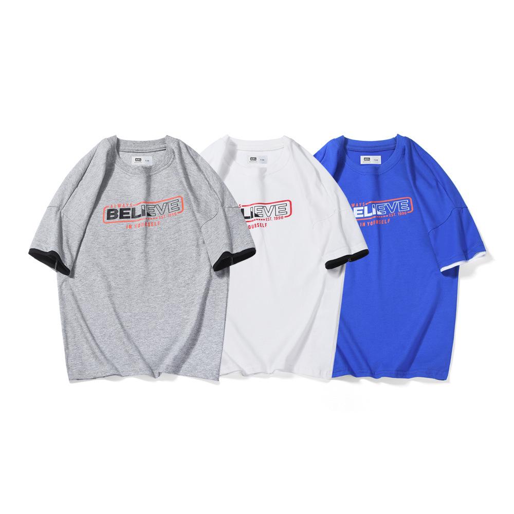 Kids' Korean Style Summer Cotton T-Shirt - Short Sleeve, Printed, Versatile