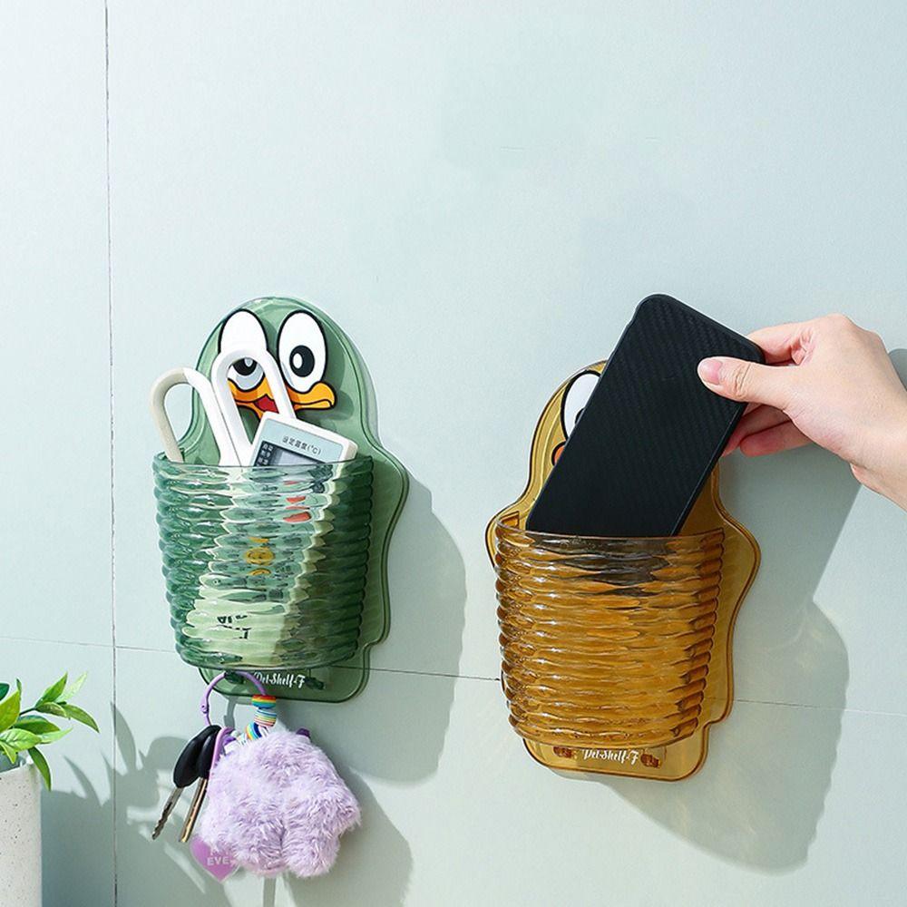 Punch-free Cartoon Storage Box Plastic Shower Wall Organizer Drainage Storage Rack  for Home