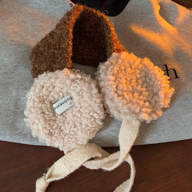 Fashion Cute Rolled Plush Earmuffs For Women New Winter Style For Outdoor Cold Protection Thickened Warm Earmuffs With Straps