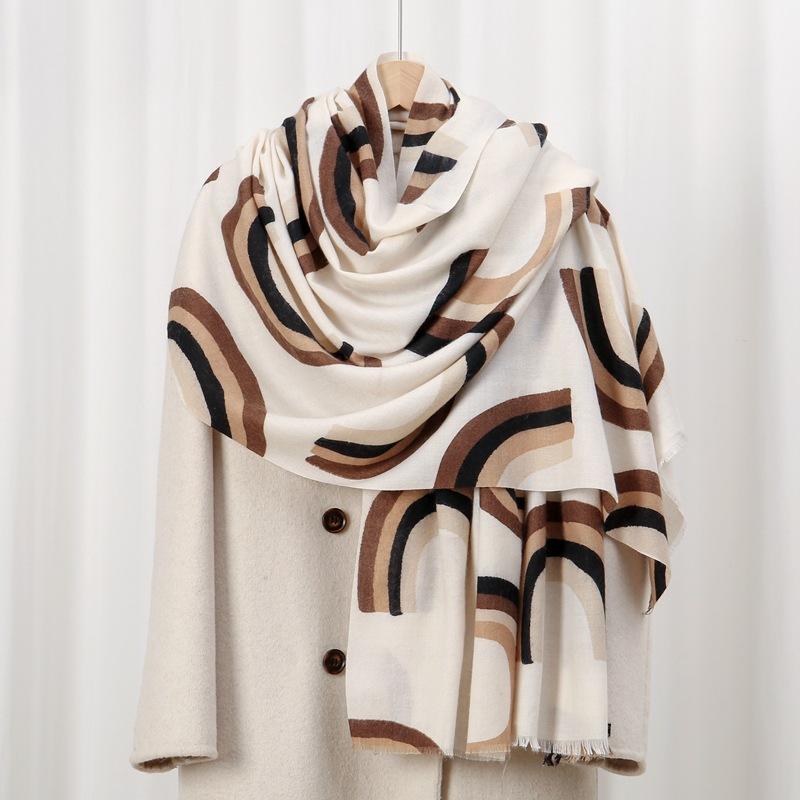 Pirate ship skin-friendly velvet new autumn and winter skin-friendly and warm imitation cashmere printed scarf versatile shawl