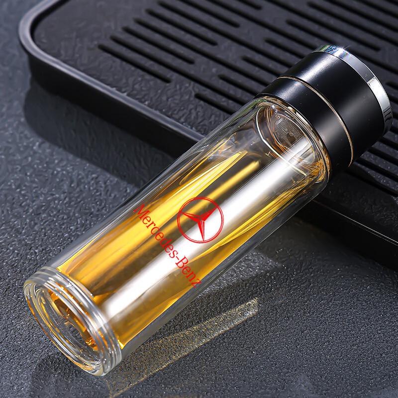 Etravel One-Touch Open Double-Layer Glass Tea Infuser Bottle