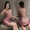 Sex underwear patent leather tight sexy hip skirt suspender backless nightclub royal sister sex uniform suit