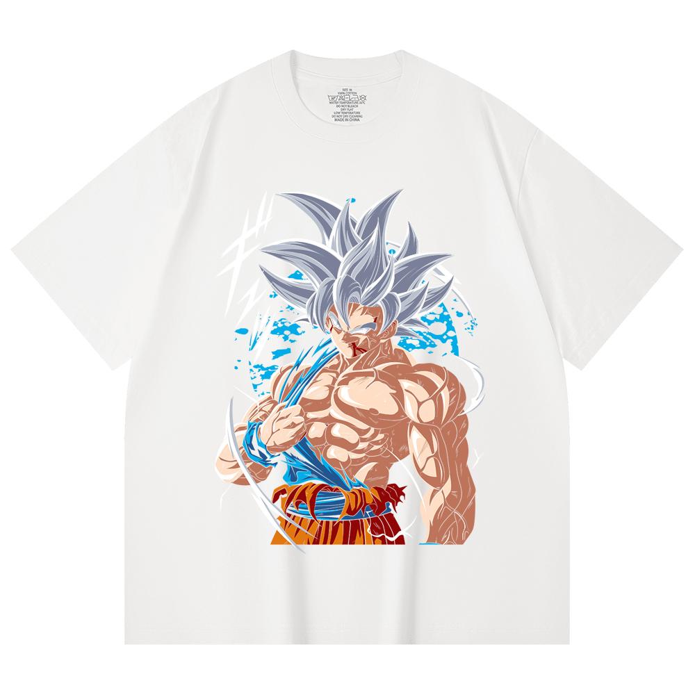 230 Gsm 100% Cotton Dragon Ball V47 Goku Ultra Instinct Print Unisex Heavy Cotton T Shirt