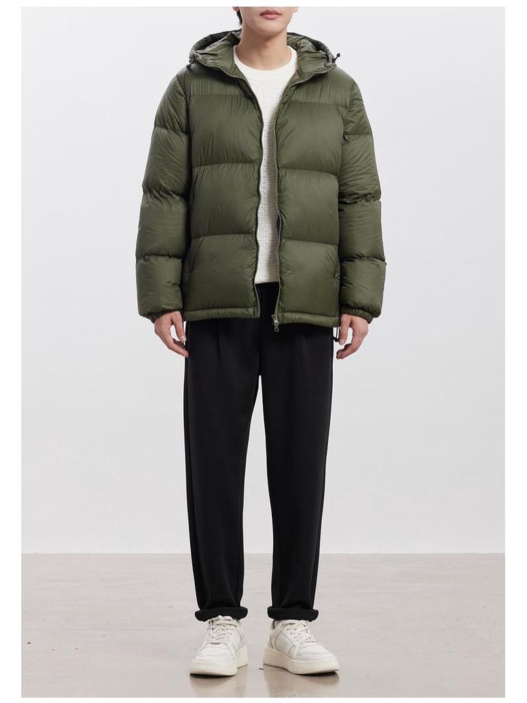 Men's Black Hooded Thickened Down Jacket - 90% White Duck Down, Teflon-Coated, Winter 2024 Edition