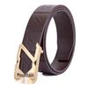 Men's Stainless Steel Z Letter Belt, Genuine Leather, Smooth Buckle, Top Layer Cowhide, Trouser Belt