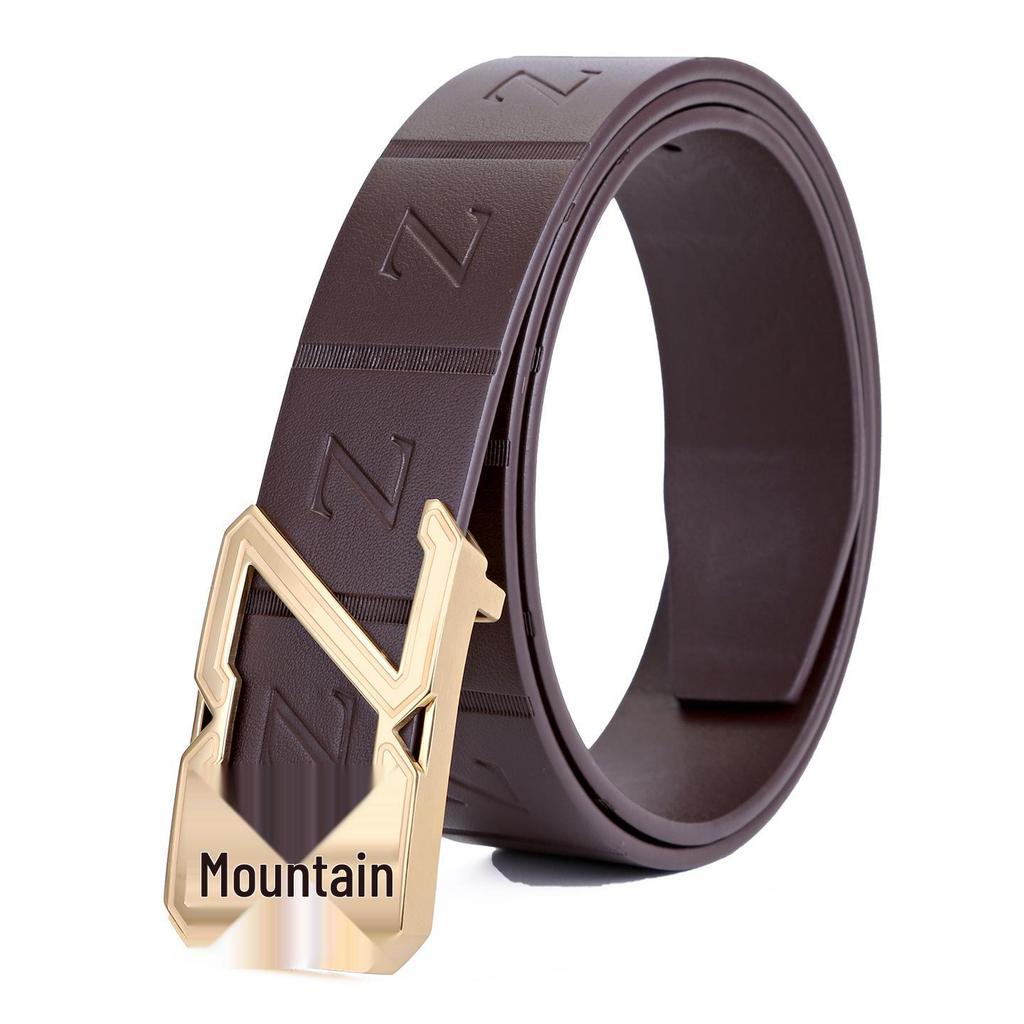Men's Stainless Steel Z Letter Belt, Genuine Leather, Smooth Buckle, Top Layer Cowhide, Trouser Belt