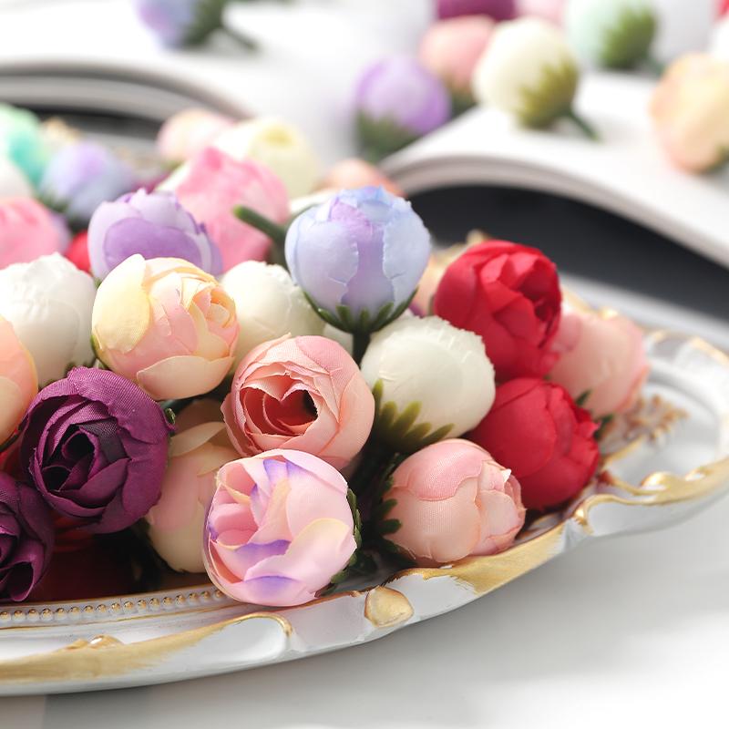 10/20Pcs Rose Artificial Flowers Heads 3CM Fake Flowers for Home Decor Wedding Marriage Decoration DIY Craft Garland Accessories