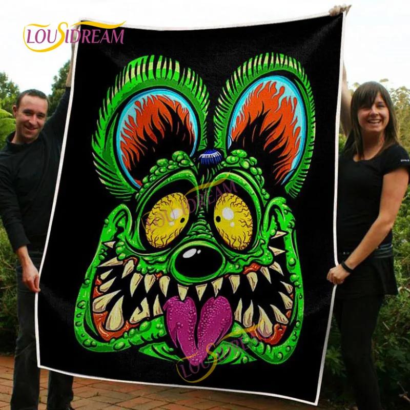 Portable Multifunctional Children's holiday birthday Gift Cartoon Rat Fink Cute Home Bedroom decoration Warm Sherpa blanket