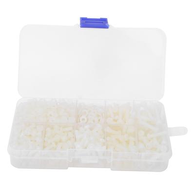 800pz/scatola M3 Kit Combinato Viti, Dadi e Rondelle in Nylon Elementi di Fissaggio Accessori Hardware Bianco