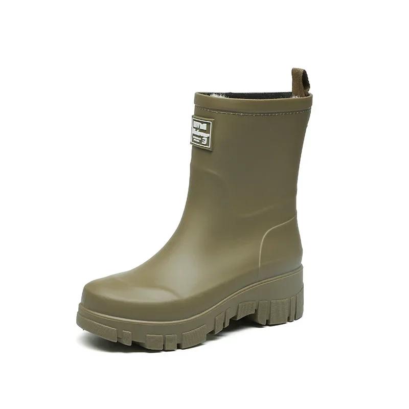 Fashionable Rain Boots for Women Thick Soles Versatile Korean Version Non-slip Wear-resistant, Casual Adult Outdoor Rubber Shoes