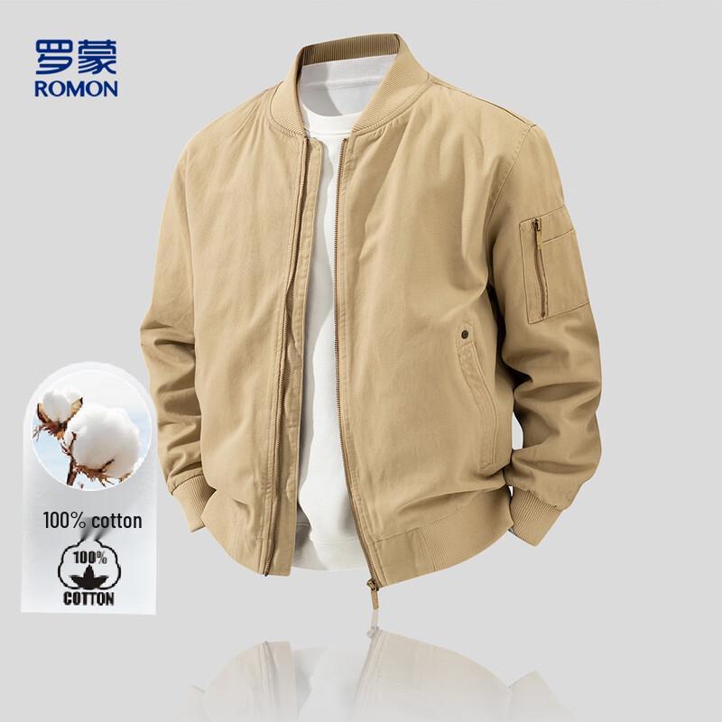 ROMON Men s Cotton Baseball Collar Casual Jacket M