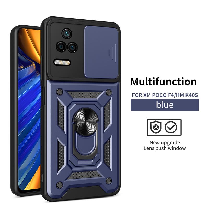 For Xiaomi POCO F4 5G Case Magnetic Ring Bracket Armor Back Cover For Poco Poko Pocco Little F4 F 4 Slide Camera Protect Shell