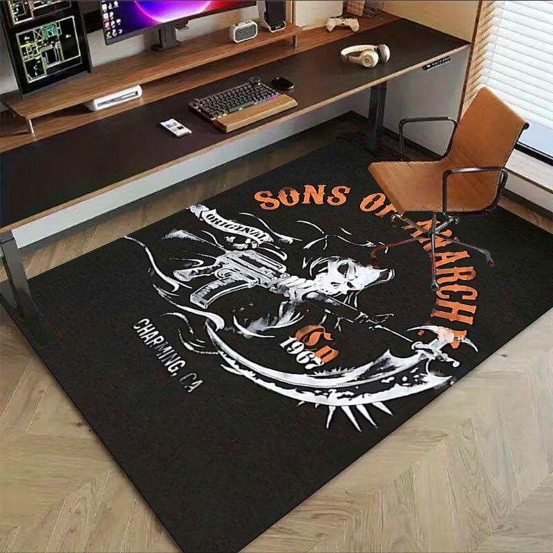 1pc Sons of Anarchy Themed Office Carpet Chair Mats - Durable Polyester Rug for Home Theater, Office, Dorm Room Decor - tA59