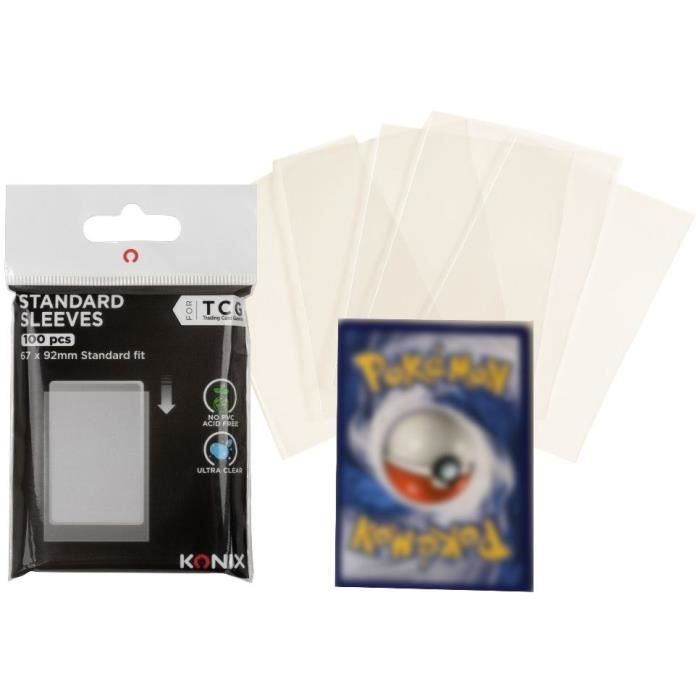 Protège-cartes - KONIX - Standard Sleeves - 100 Pochettes - Compatible Magic The Gathering, Pokémon - Transparent