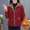 Damen Cordjacke: Warme, verdickte, modische, locker geschnittene, figurschmeichelnde Langarm-Oberbekleidung mit Fleecefutter für Herbst und Winter