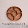 Round Wooden Grid Plate Universal Fruit Gossip Wooden Plate Simple Walnut Plate