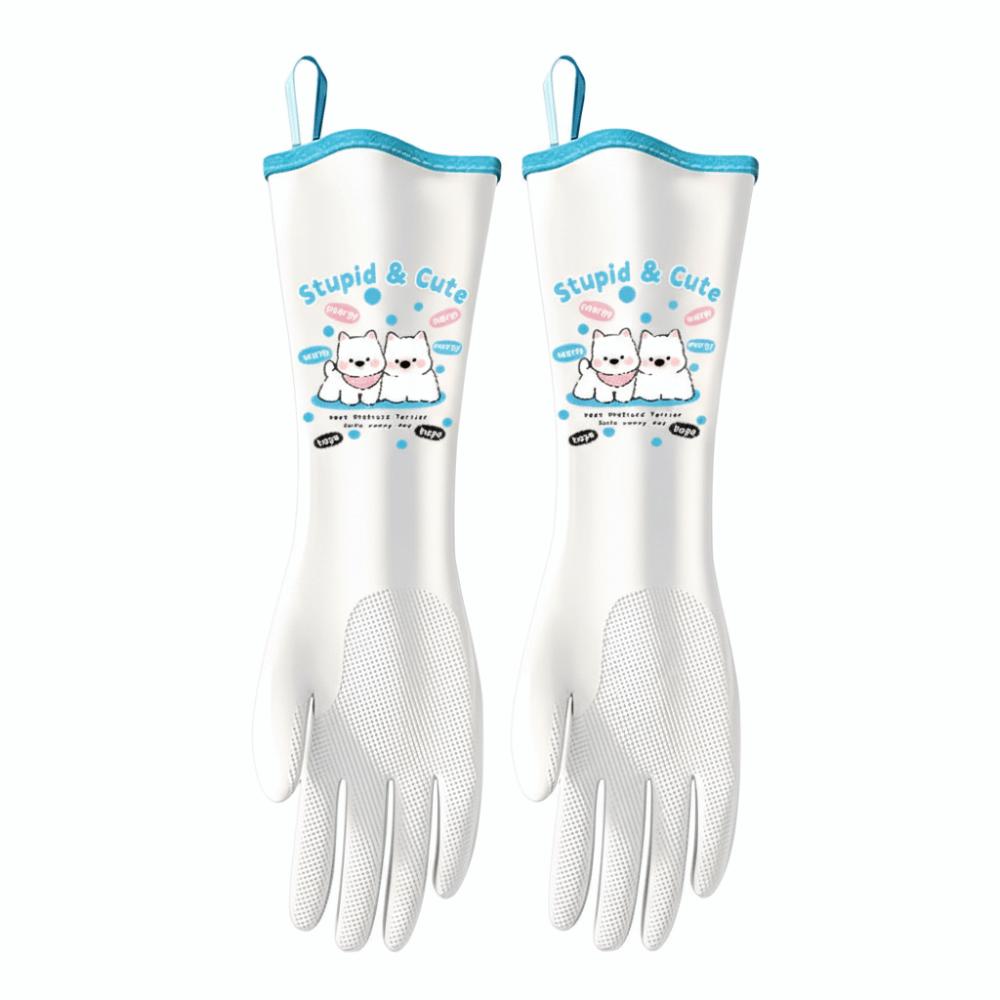 

Lengthen Household Gloves Wear-resistant Dishwashing Gloves Kitchen Cleaning Gloves Household Blue-West Highland