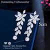 Ircons Glittering Flower Leaf Shaped Long Dangle Wedding Bridal CZ Earrings Silver Plated Elegant Pageant Jewelry CZ210