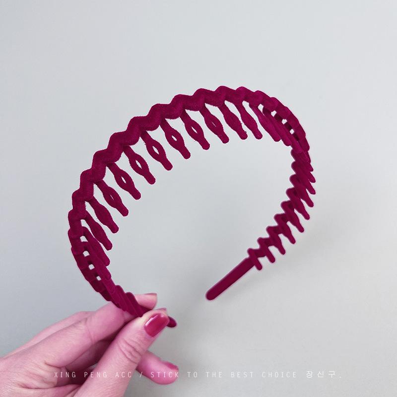 Washing Face Headband for Women Flocking Headband with Teeth Broken Hair Tidying Hair Pressing Non-slip Hairpin Headdress