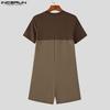 INCERUN Combinaisons Rompers Sous-vêtements Vêtements d'intérieur pour Hommes à Manches Courtes avec Fermeture Éclair et Coutures