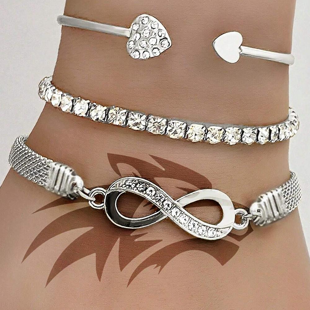 

Браслет с декором в виде сердца из страз, 3 шт./набор