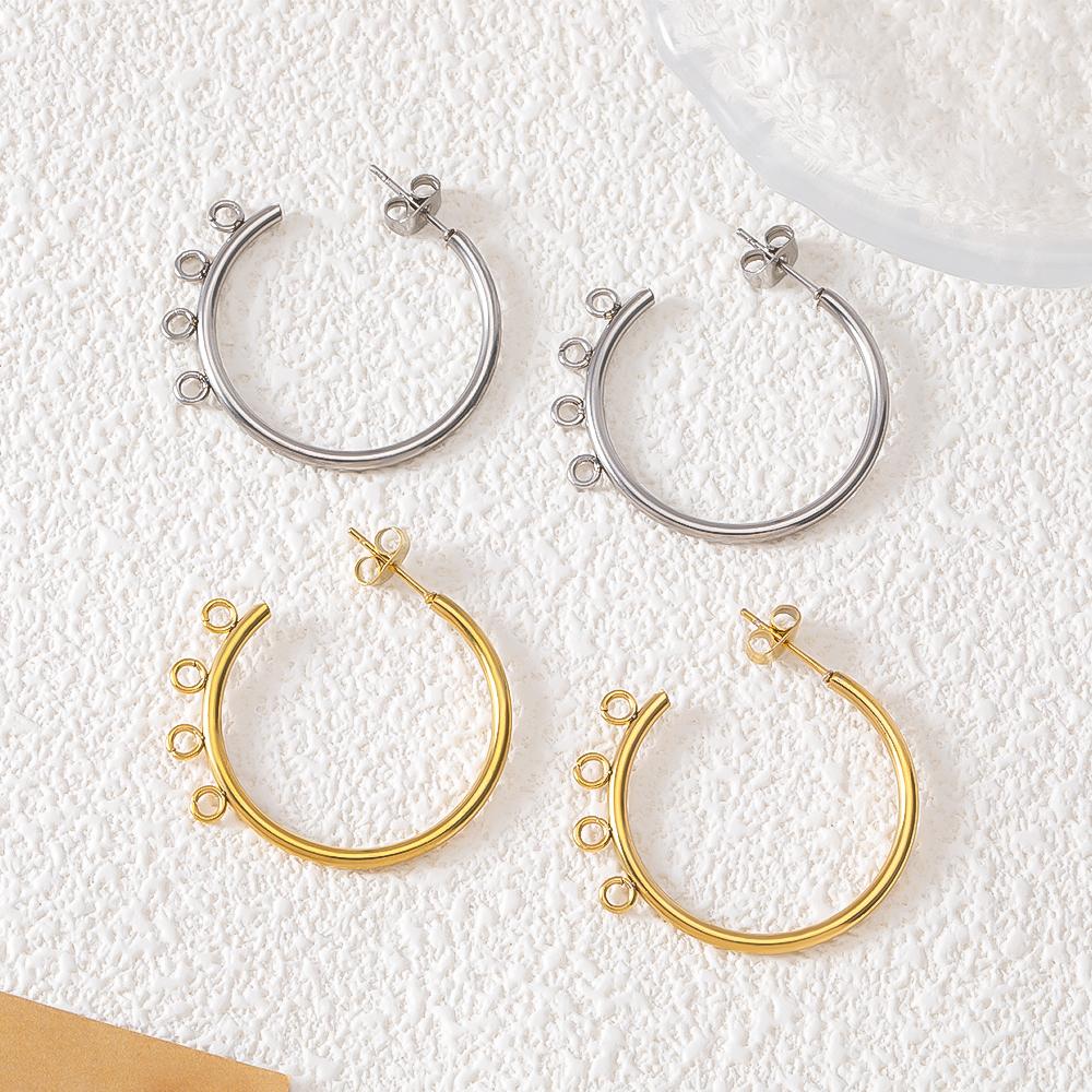 5pairs Stainless Steel Earrings Accessories Base Earring Hook With Four Holes Women French Earring Settings DIY Jewelry Findings