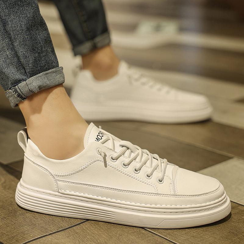 Fashionable men's small white shoes Trend outdoor leisure styles Youth outdoor sports walking men's Classic Black Lace up shoes
