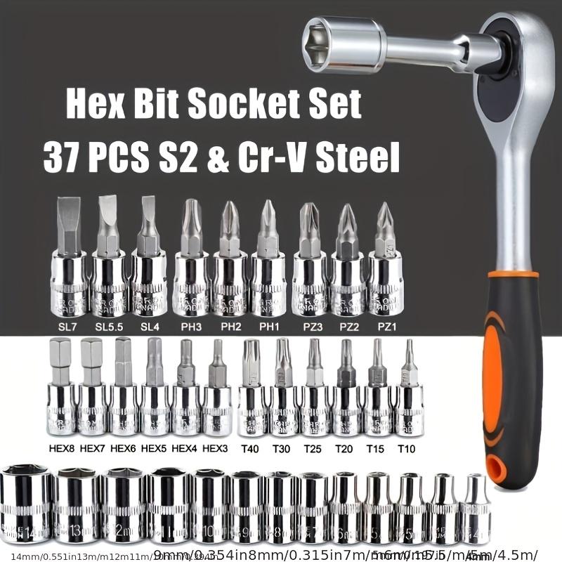 46-piece 1/4 Inch Drive Socket And Ratchet Wrench Set With Extension Bar Used For Car Motorcycle Maintenance And Household Use