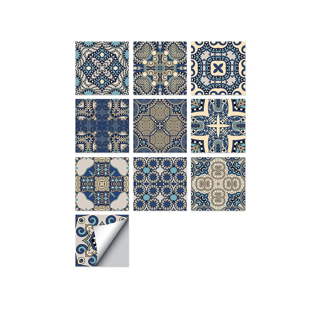 10 Pieces European Style Tile Wall Sticker Self-Adhesive Living Room Bathroom Renovation Wallpaper Pvc Crystal Film Tile Sticker